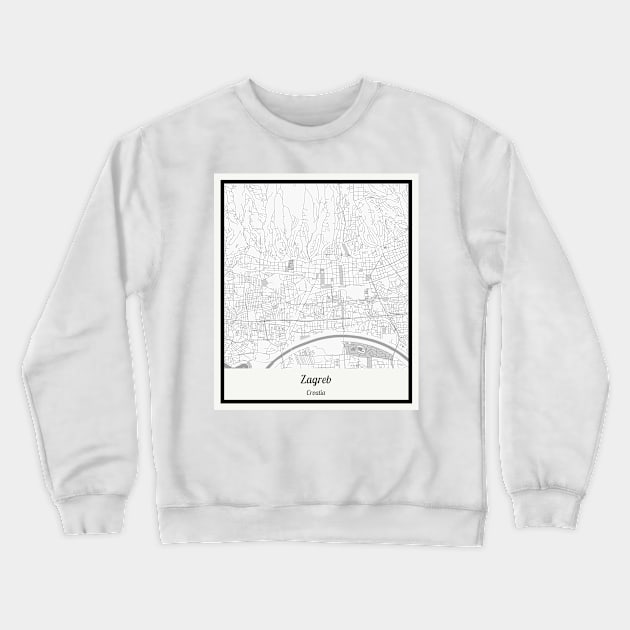 Map of Zagreb - Croatia Crewneck Sweatshirt by AeTDesignPT